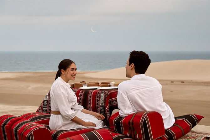 Desert camp dinner setting