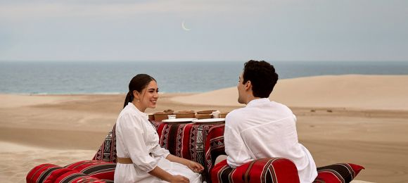 Desert camp dinner setting